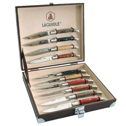 Laguiole klapmessen set 10 stuks - in koffer