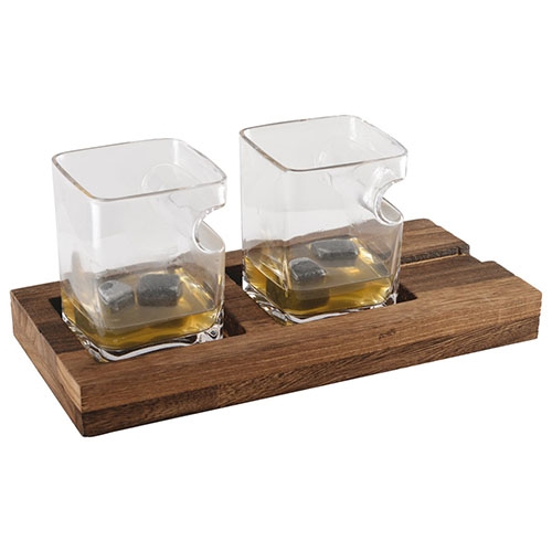 Whisky glazen met sigaren houder set