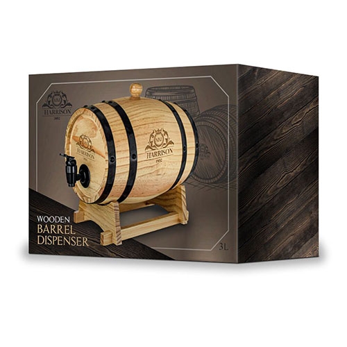 Wooden barrel whisky dispenser - 3L