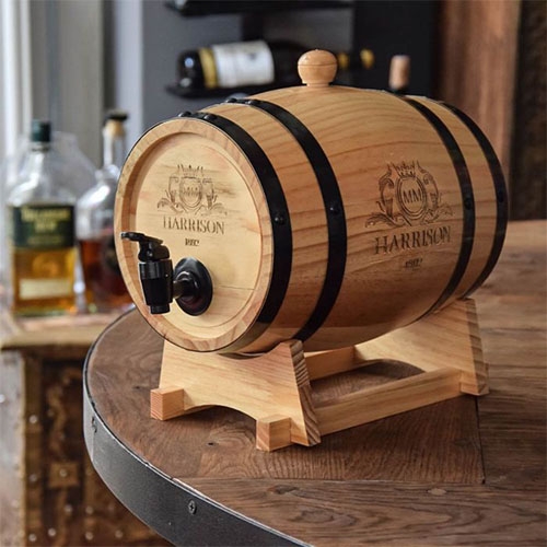 Wooden barrel whisky dispenser - 3L