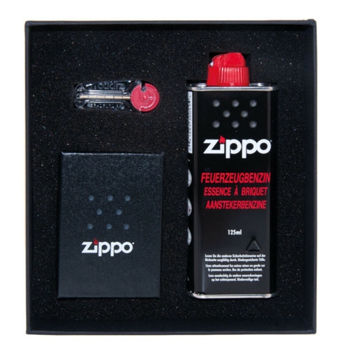 Zippo brushed chrome - Gift set