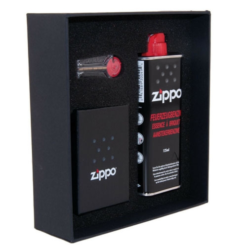 Zippo brushed chrome - Gift set